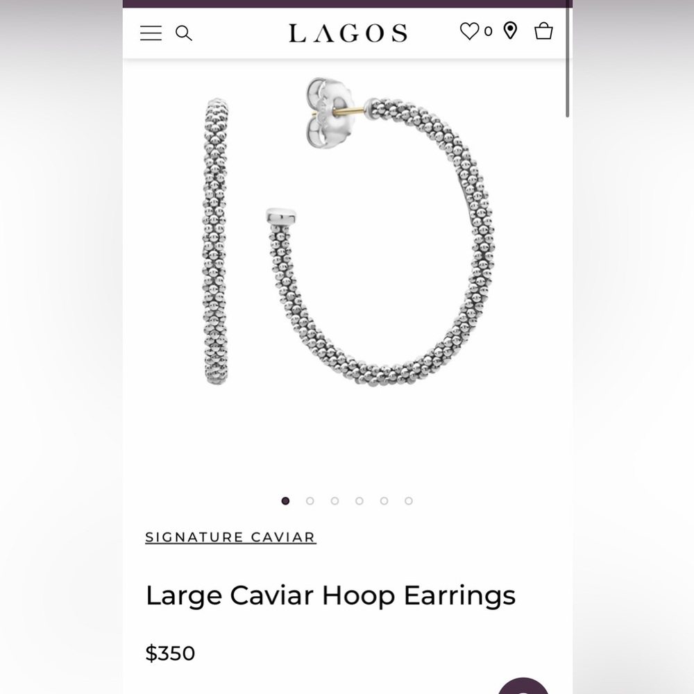 Lagos silver caviar 35mm hoops